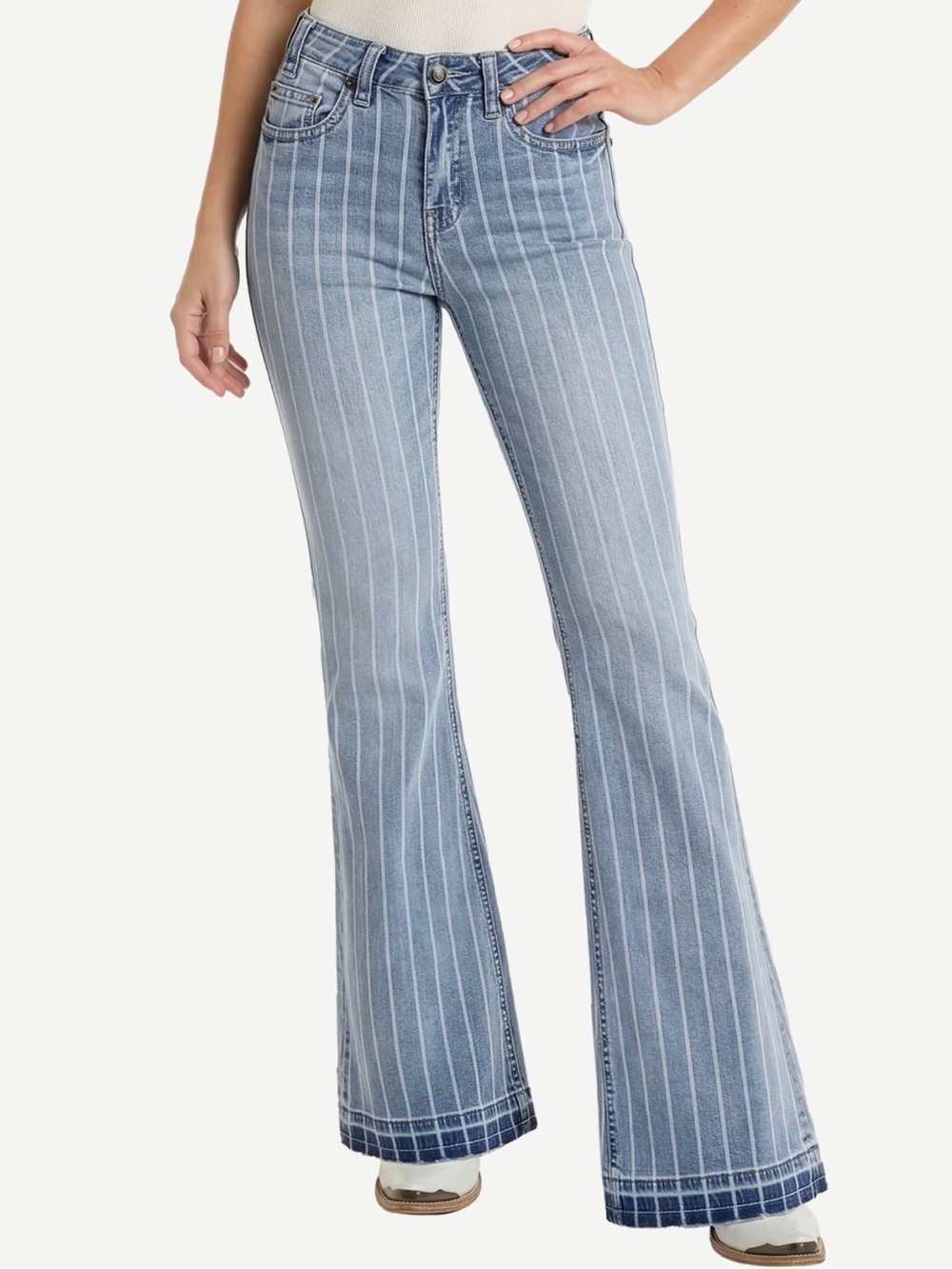 Rock & Roll Denim Cowgirl High Rise  Stripped Trousers